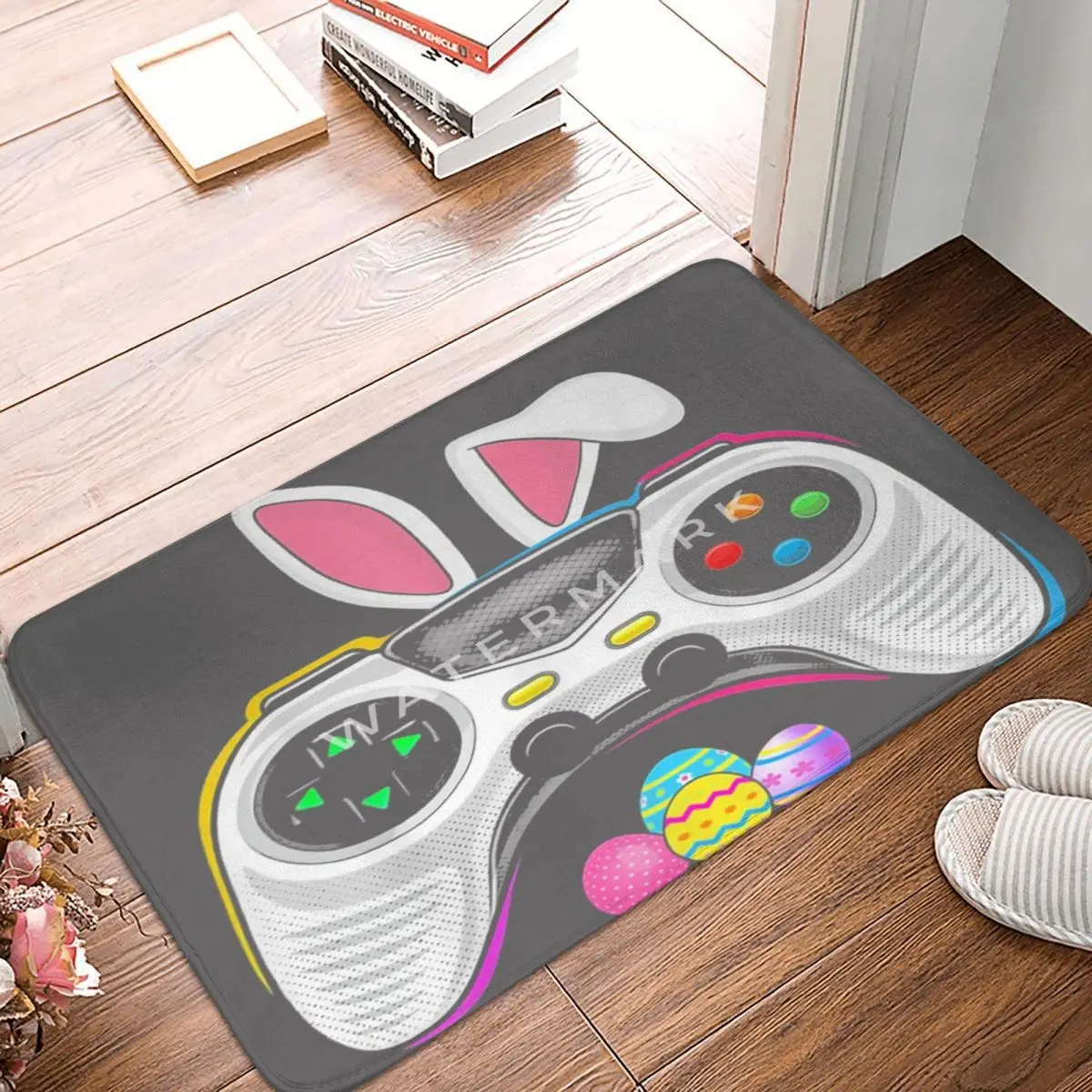 

Коврик с яйцами кролика для видеоигр, напольные коврики из полиэстера, праздничный прочный домашний декор, праздничные подарки, коврики на заказ