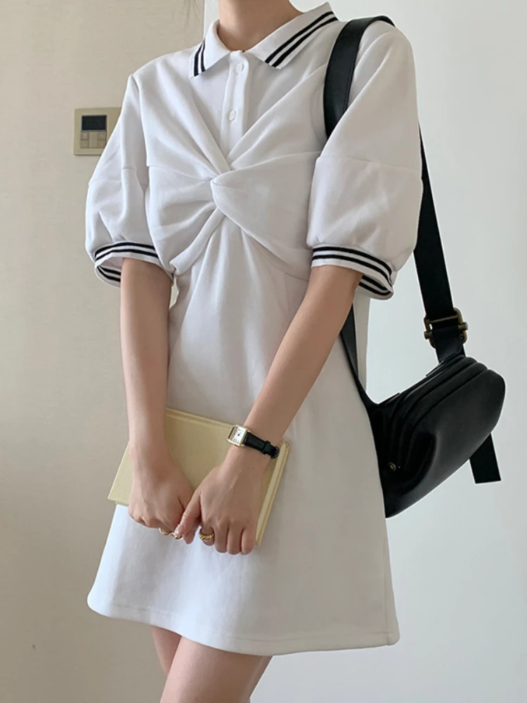Gaganight Women Lapel Kink Waist Slim Puff Sleeve Dress 2022 Korean Chic Summer Temperament Casual Gentle Short Dresses Female 
Gaganight Women Lapel Kink Waist Slim Puff Sleeve Dress 2022 Korean Chic Summer Temperament Casual Gentle Short Dresses Female