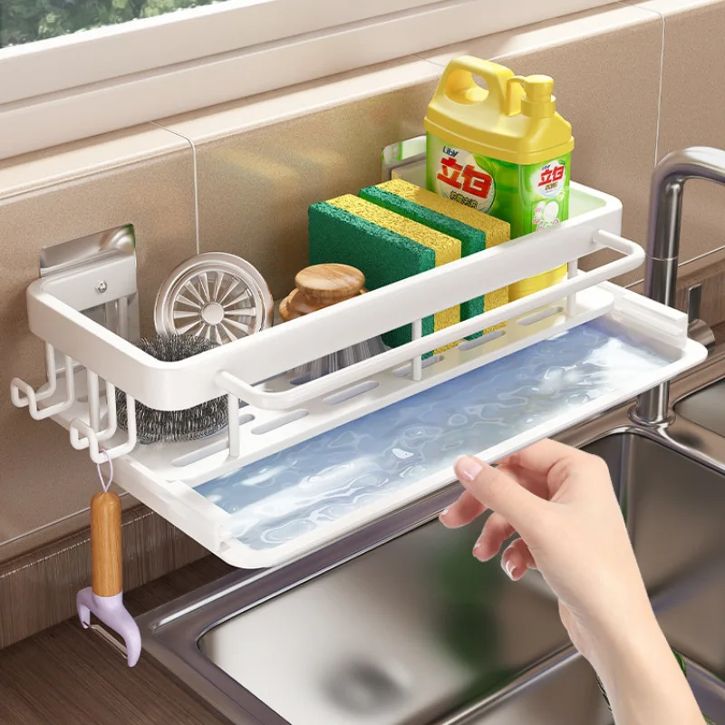 

Bathroom Sink Kitchen Hanging Alumimum Drain Rack Organizer Drain Rack Shampoo Shelf Towel Towel Sponge Holder Basket Storage