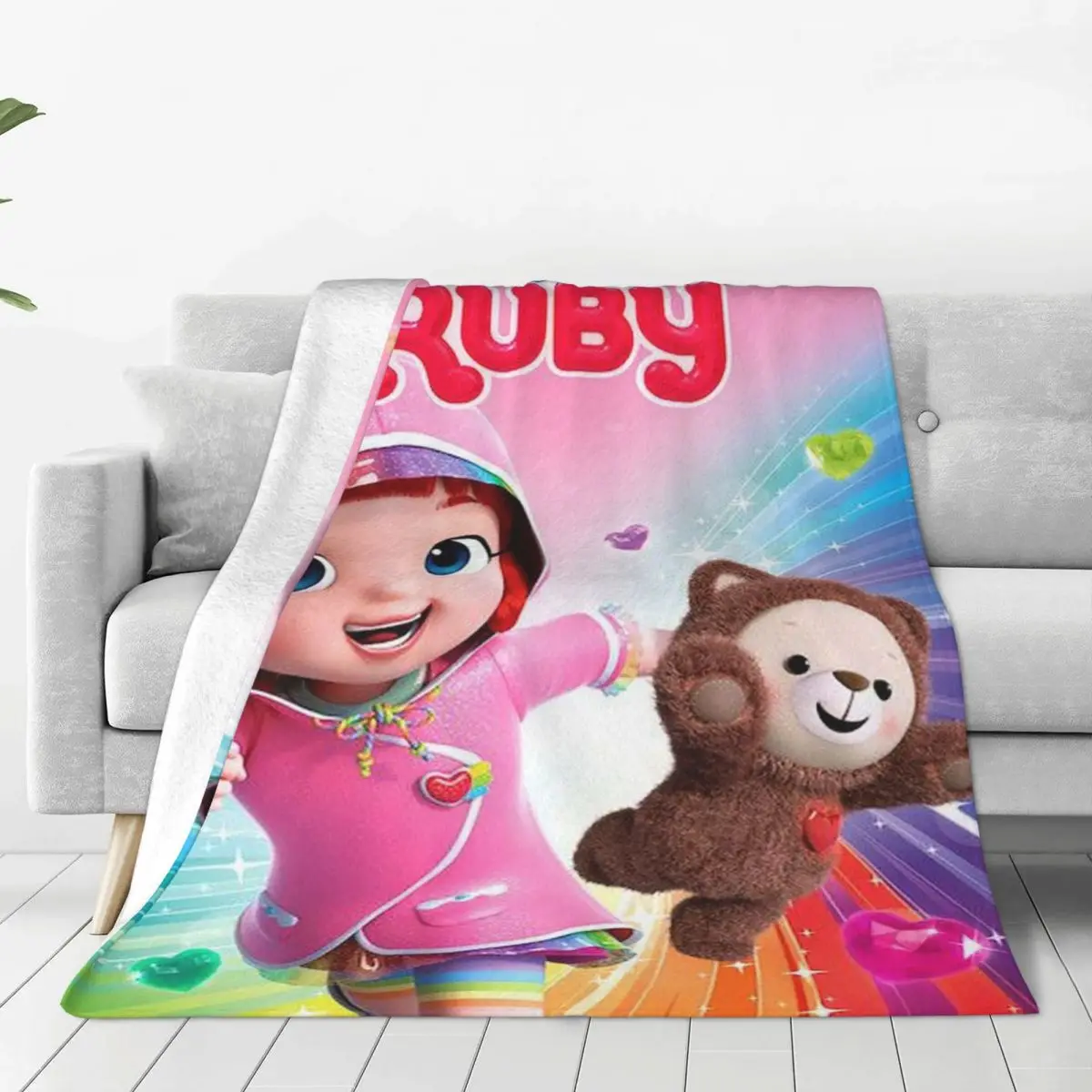

Rainbow Ruby Lulu And Bear Blankets Fleece Spring/Autumn Cute Animal Multifunction Soft Throw Blankets for Bed Office Quilt