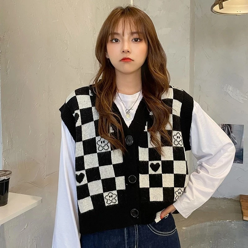 Checkerboard Plaid Sweater Vest For Women 2022 Vintage Print Knitted Mini Vest Casual Jacket Streetwear Harajuku Pullover Autumn
Checkerboard Plaid Sweater Vest For Women 2022 Vintage Print Knitted Mini Vest Casual Jacket Streetwear Harajuku Pullover Autumn