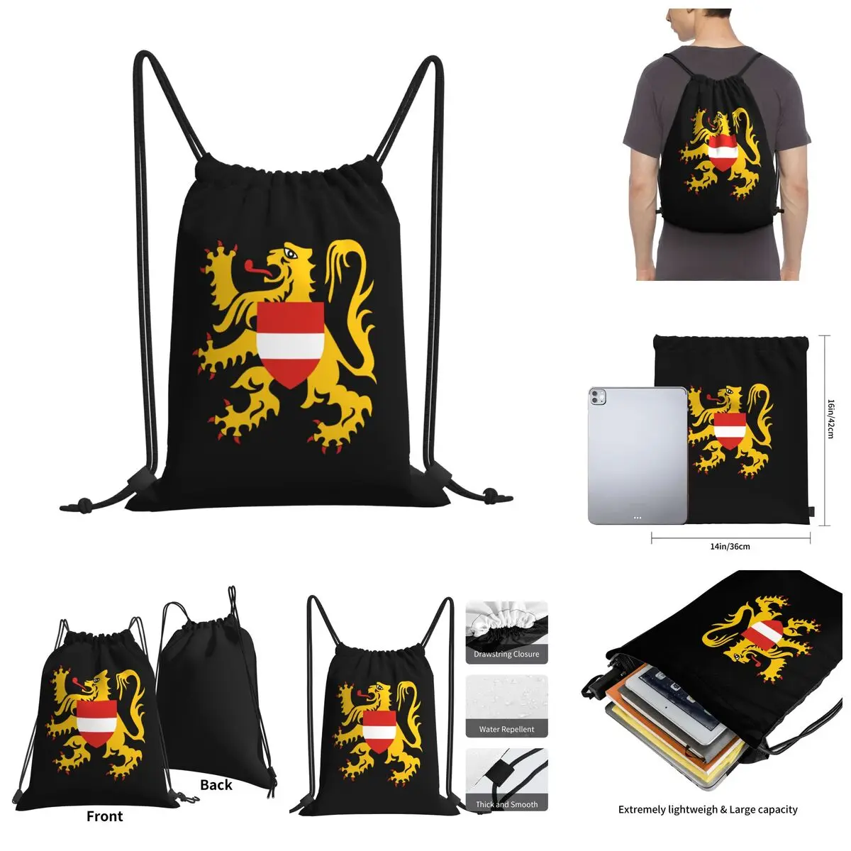 Flag Of Flemish Brabant Drawstring Bags Gym Bag Graphic Backpack Casual Belgian Field pack
Flag Of Flemish Brabant Drawstring Bags Gym Bag Graphic Backpack Casual Belgian Field pack