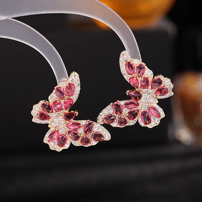 

New S925 Silver Needle Cubic Zircon Stud Butterfly Earrings Girl Gatherings Jewelry Accessories LYA195
