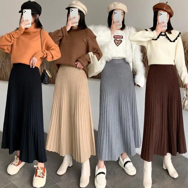 2022 New Autumn Winter Women Fashion Knitted Pleated Skirt Women's Mid-Length High-Waisted A-line Umbrella Skirts Tops D30
2022 New Autumn Winter Women Fashion Knitted Pleated Skirt Women's Mid-Length High-Waisted A-line Umbrella Skirts Tops D30