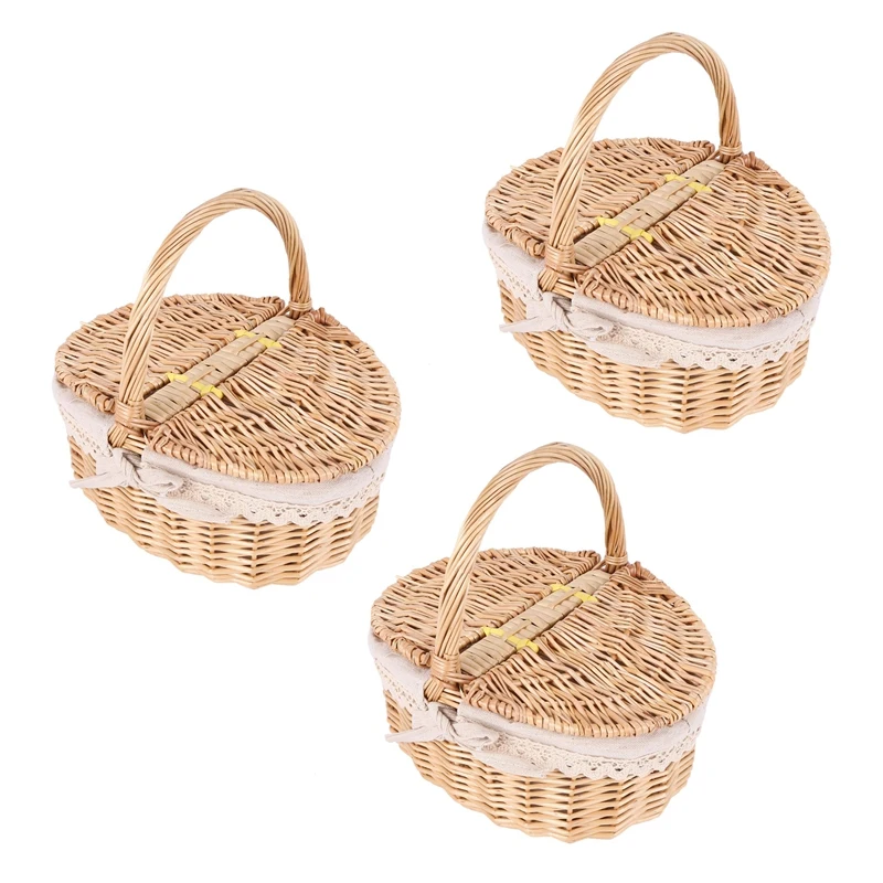 3X Handmade Wicker Basket With Handle Picnic Basket With Double Lids Storage Hamper Basket With Cloth Lining
3X Handmade Wicker Basket With Handle Picnic Basket With Double Lids Storage Hamper Basket With Cloth Lining