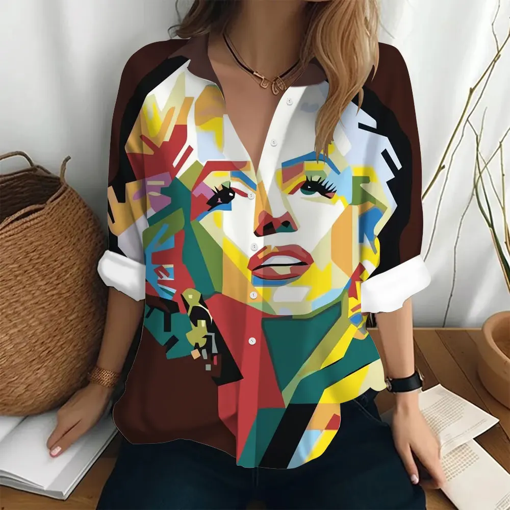 New women's shirts & blouses Mona Lisa facial flower print shirt, Elegant women blouse Long-sleeved Female clothing camisa
New women's shirts & blouses Mona Lisa facial flower print shirt, Elegant women blouse Long-sleeved Female clothing camisa