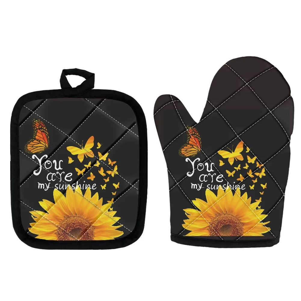 Microwave Oven Insulation Gloves Sunflower Butterfly Print Polyester Kitchen Accessories Protective Gloves Mats for Baking BBQ
Microwave Oven Insulation Gloves Sunflower Butterfly Print Polyester Kitchen Accessories Protective Gloves Mats for Baking BBQ