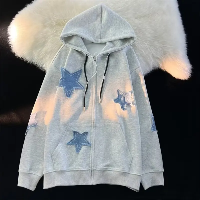Zip Up Hoodie Vintage Star Patch Cotton Loose Sweatshirt Jacket Harajuku Gothic Long Sleeve Women Sweatshirt Hip Hop Y2k Clothes
Zip Up Hoodie Vintage Star Patch Cotton Loose Sweatshirt Jacket Harajuku Gothic Long Sleeve Women Sweatshirt Hip Hop Y2k Clothes