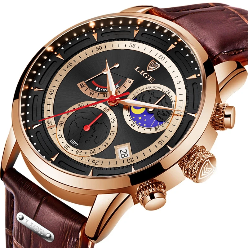 LIGE Mens Watch Top Brand Luxury Leather Casual Quartz Watches Men Military Sport Waterproof Clock Gold Watch Relogio Masculino
LIGE Mens Watch Top Brand Luxury Leather Casual Quartz Watches Men Military Sport Waterproof Clock Gold Watch Relogio Masculino