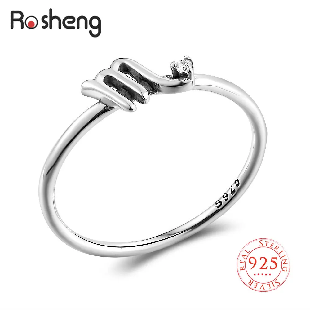 

925 Sterling Silver Rings 100% Scorpio 12 Stars Twelve Constellation Fine Finger Ring Simple for Women Female Birthday Gifts