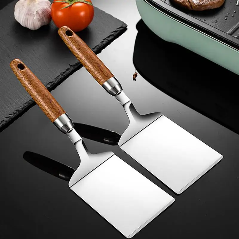 

Stainless Steel Steak Spatula With Wood Handle Pancake Scraper Turner Grill Beef Fried Pizza Shovel Kitchen BBQ Tools