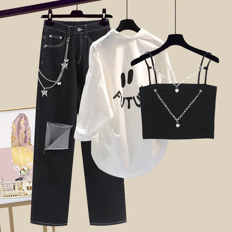 2022 New Shirt Suspender Vest Pants Sexy Women's Suit Spring and Summer Fashion Korean Three Piece Elegant Women's Sets E236
2022 New Shirt Suspender Vest Pants Sexy Women's Suit Spring and Summer Fashion Korean Three Piece Elegant Women's Sets E236
