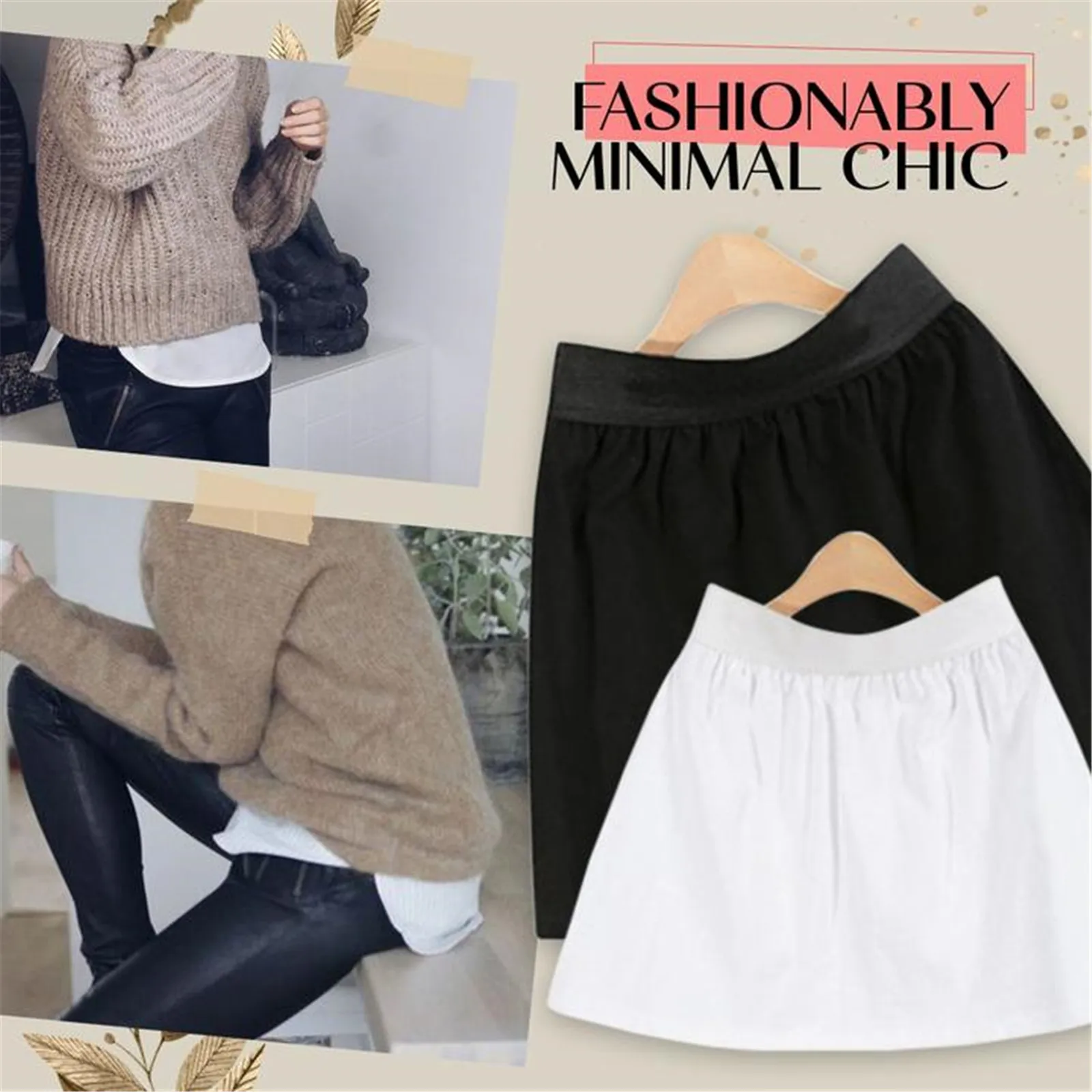 

Women Fake Shirt Hem Detachable Underskirt Irregular Skirt Tail Blouse Hem Extender Mini Skirt Layered Inner Layer