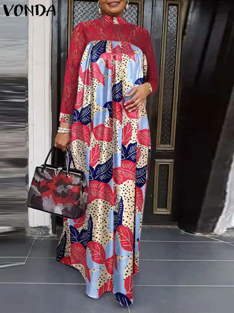 Elegant Printed Maxi Sundress Women Long Sleeve Lace Dress 2022 VONDA Vintage Patchwork Party Maxi Dress Femininas Vestidos
Elegant Printed Maxi Sundress Women Long Sleeve Lace Dress 2022 VONDA Vintage Patchwork Party Maxi Dress Femininas Vestidos