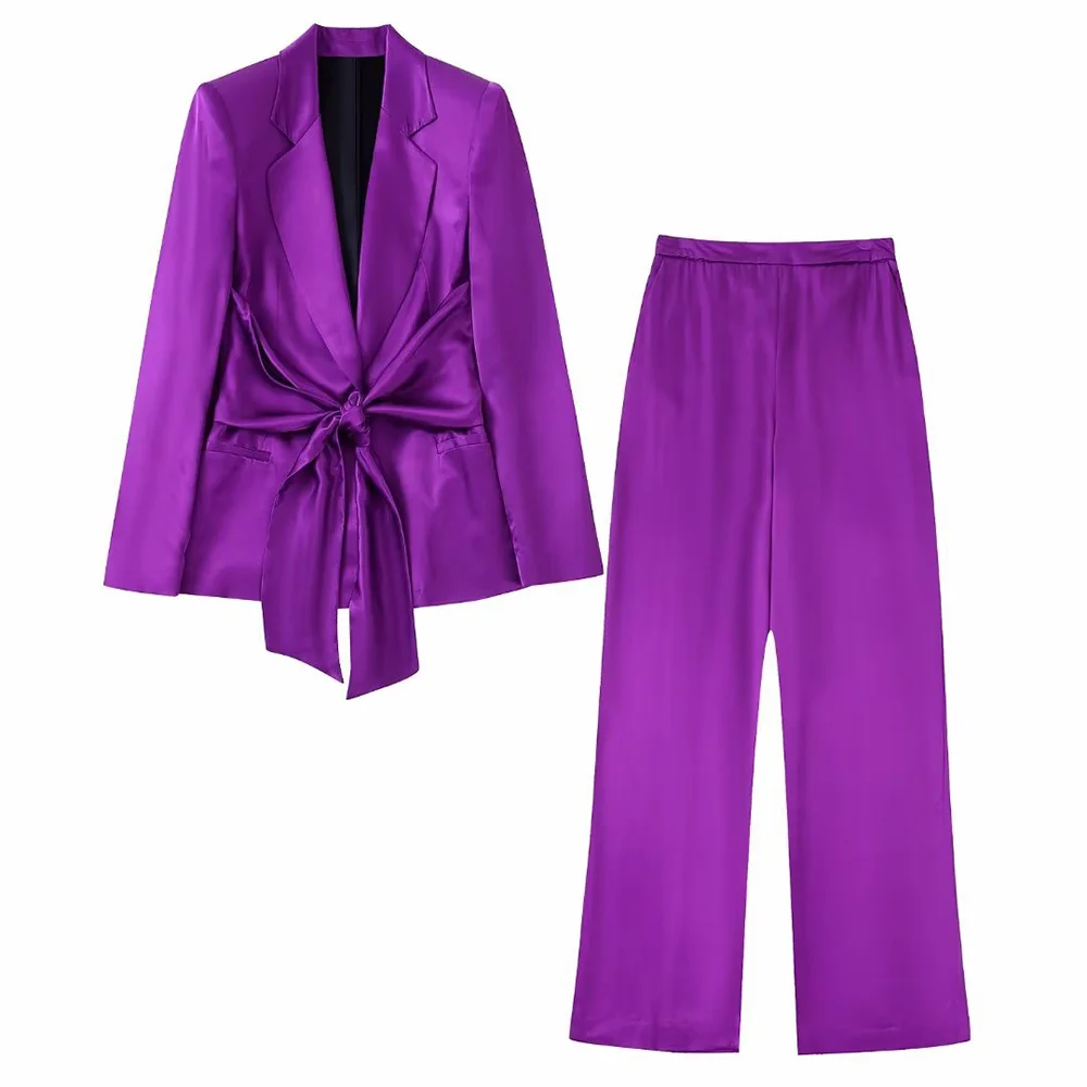 PB&ZA Women's Elegant Suit Pants and Jacket Silk Satin Lace-up Bow Blazer Straight High Waist Pants Lady Female Clothing8275569
PB&ZA Women's Elegant Suit Pants and Jacket Silk Satin Lace-up Bow Blazer Straight High Waist Pants Lady Female Clothing8275569