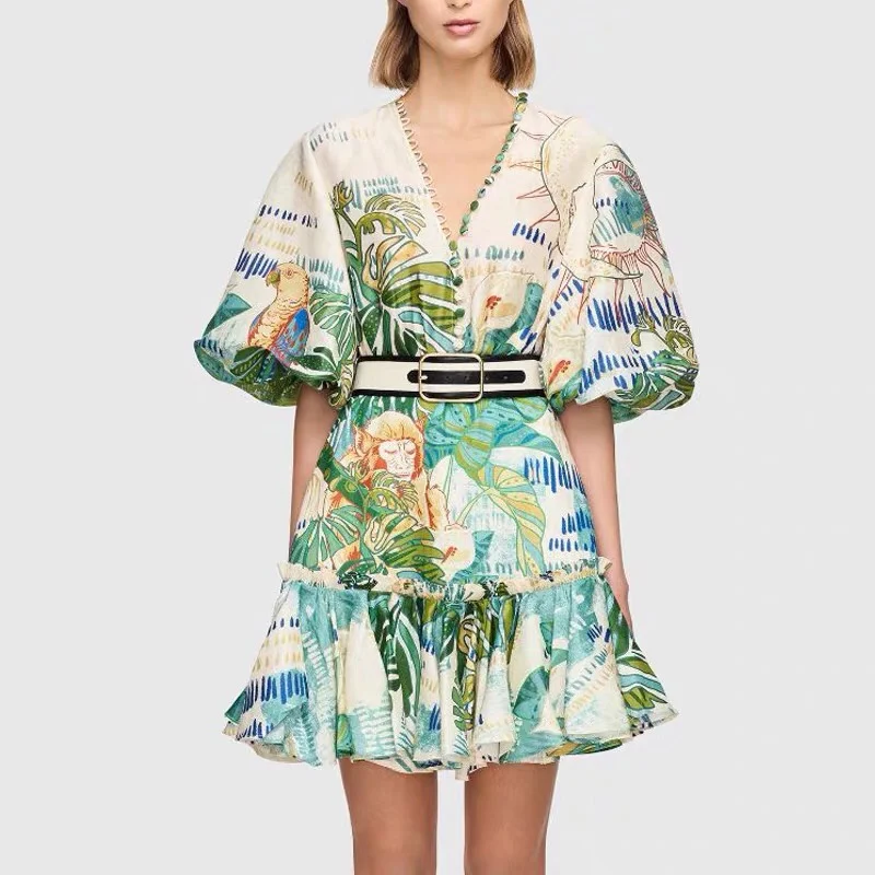 Женское летнее платье-трапеция с V-образным вырезом и рукавами-фонариками
Женское летнее платье-трапеция с V-образным вырезом и рукавами-фонариками