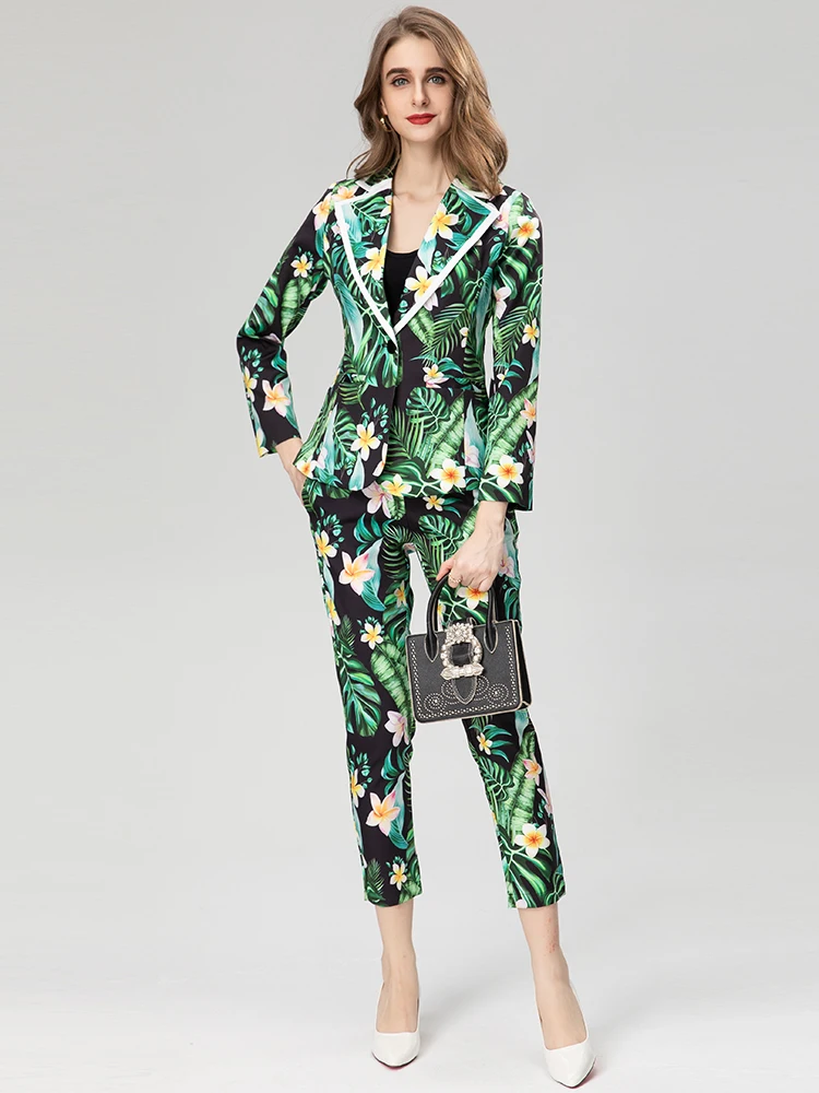 MoaaYina Fashion Designer Spring Pants Suit Women Long Sleeve Single Button Coat + Flower Print Pants Two Pieces Set
MoaaYina Fashion Designer Spring Pants Suit Women Long Sleeve Single Button Coat + Flower Print Pants Two Pieces Set