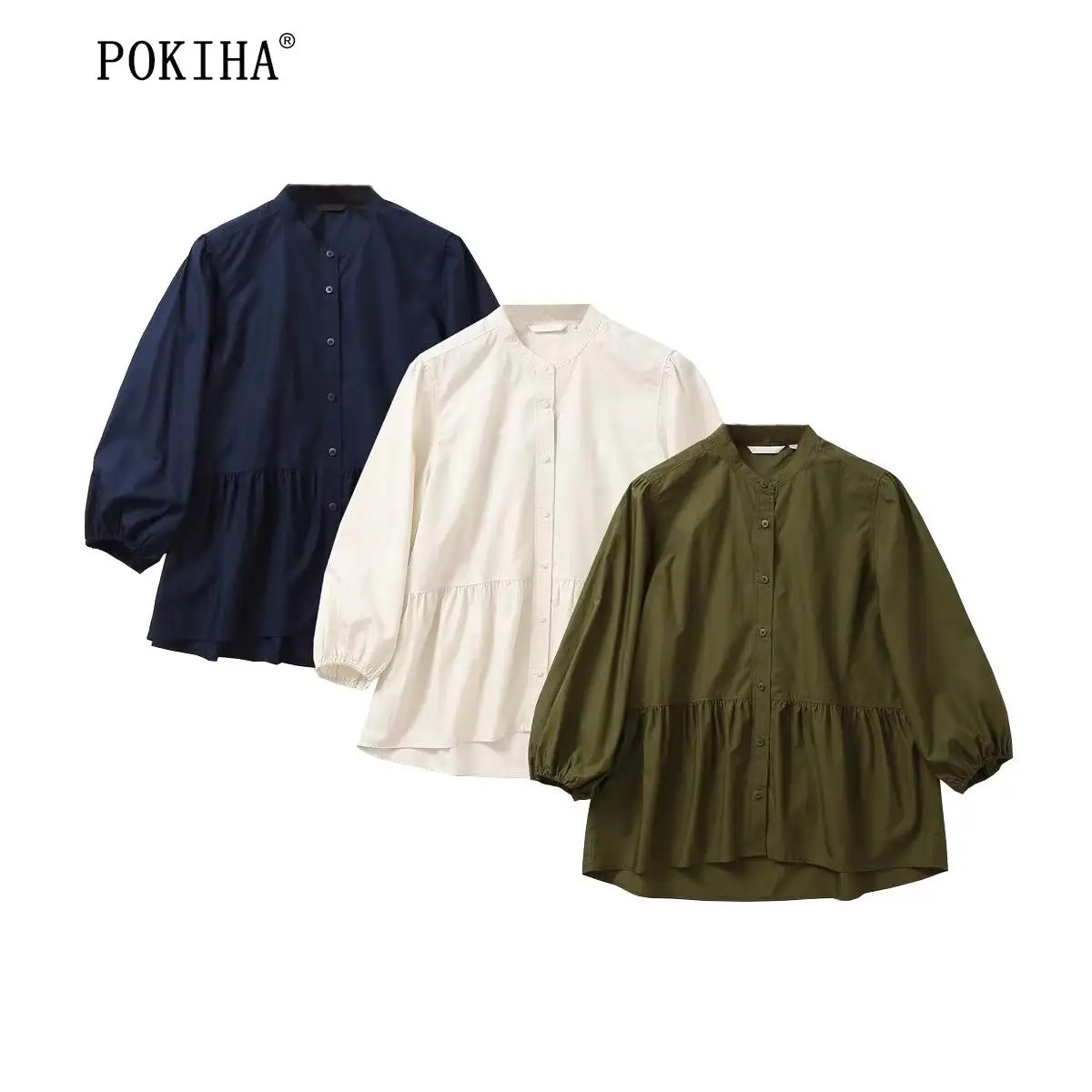 Pokiha New Fashion Women Pleated Lantern Three-quarter Sleeve Blouses Single Breasted Solid Chic Female Casual Shirt Blusas Tops
Pokiha New Fashion Women Pleated Lantern Three-quarter Sleeve Blouses Single Breasted Solid Chic Female Casual Shirt Blusas Tops