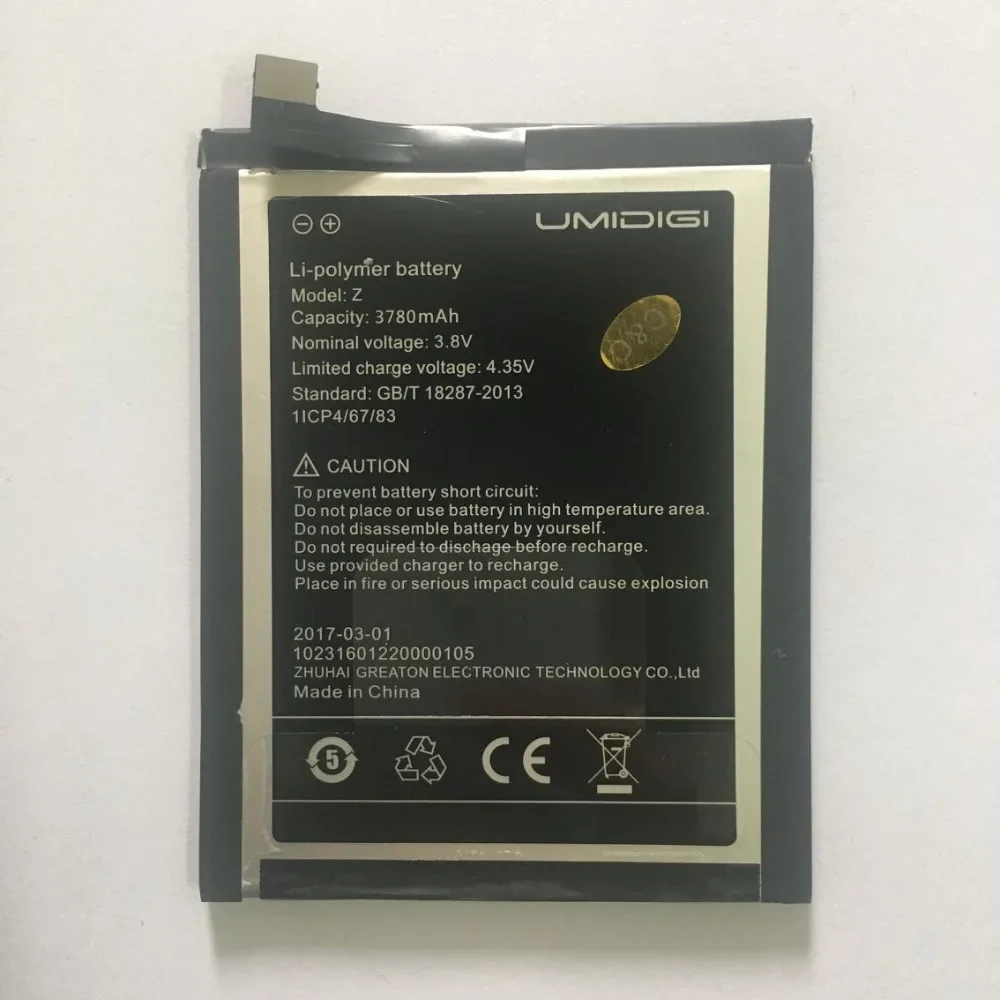 Аккумулятор Umi Z UMIDIGI высокое качество оригинальная большая емкость 3780 мАч