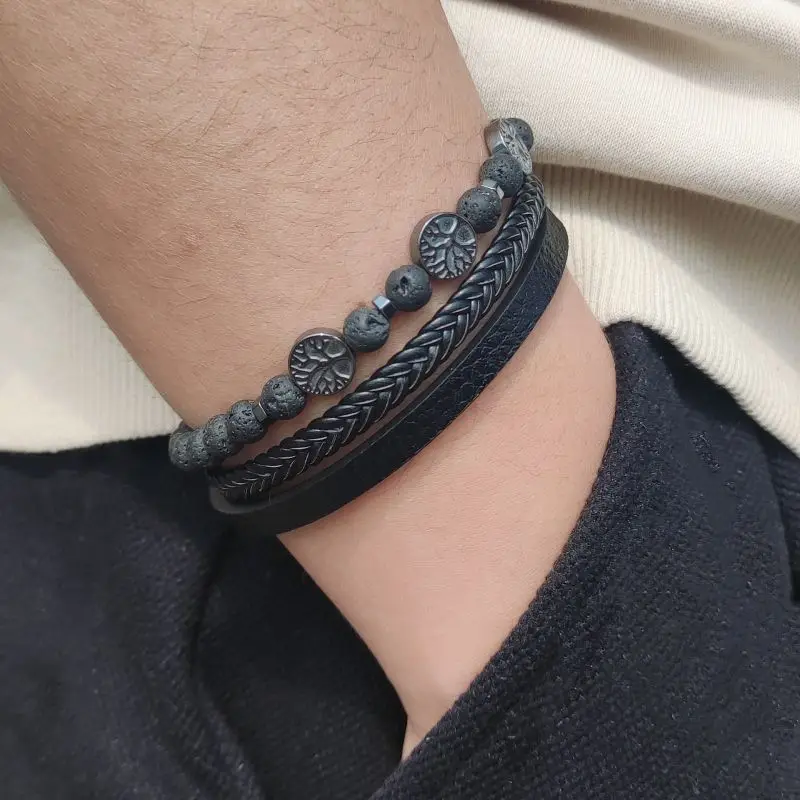 Новый высококачественный кожаный браслет для мужчин Классический Модный многослойный браслет с бисером тигровый глаз для мужчин ювелирные изделия оптовая продажа подарок 
Новый высококачественный кожаный браслет для мужчин Классический Модный многослойный браслет с бисером тигровый глаз для мужчин ювелирные изделия оптовая продажа подарок