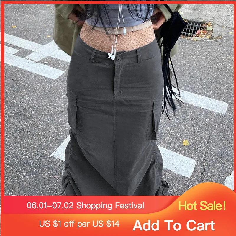 Gray Women High Waist Fashion Korean Basic Cargo Skirts Lady Harajuku Y2K Outfits Street Drawstring Split Long Skirt
Gray Women High Waist Fashion Korean Basic Cargo Skirts Lady Harajuku Y2K Outfits Street Drawstring Split Long Skirt