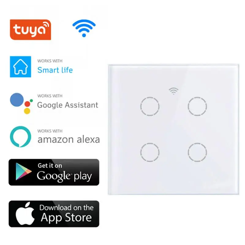 CoRui Tuya WiFi Smart Switch 1/2/3/4 Gang Touch Screen Panel Light Switch Smart Life APP Control Work With Alexa Google Home
CoRui Tuya WiFi Smart Switch 1/2/3/4 Gang Touch Screen Panel Light Switch Smart Life APP Control Work With Alexa Google Home