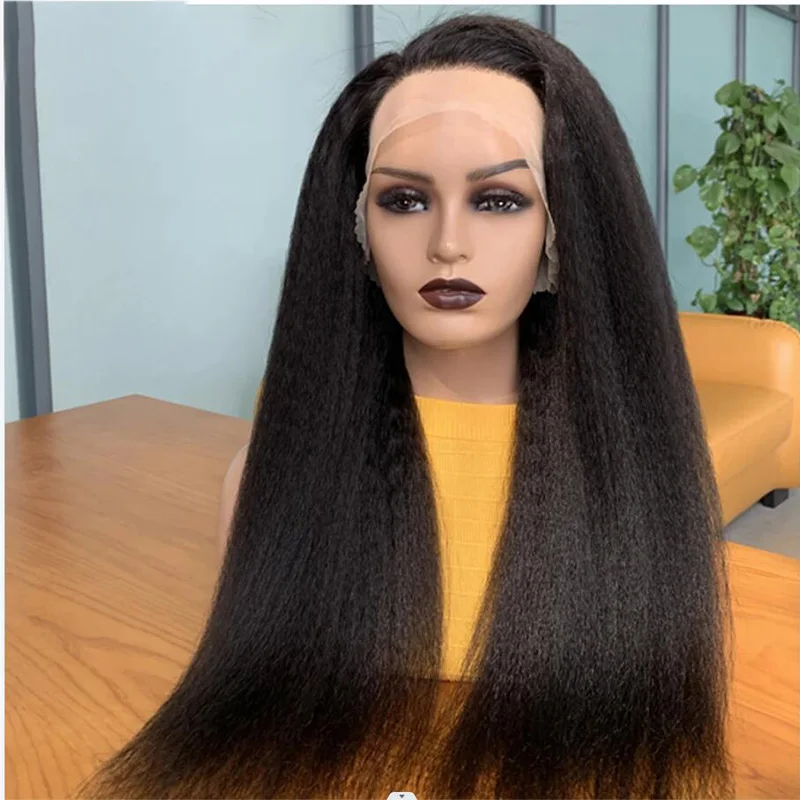 Soft Yaki 26" Long Natural Black Kinky Straight Preplucked 180%Density Glueless Lace Front Wig For Women With BabyHair Daily
Soft Yaki 26" Long Natural Black Kinky Straight Preplucked 180%Density Glueless Lace Front Wig For Women With BabyHair Daily