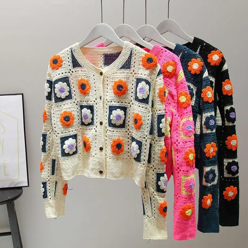 2022 Fall Women's Crochet Cardigans Multicolor Y2k Vintage Knitted Sweaters Long Sleeve Loose Coats Warm Sweaters 3 Colors
2022 Fall Women's Crochet Cardigans Multicolor Y2k Vintage Knitted Sweaters Long Sleeve Loose Coats Warm Sweaters 3 Colors