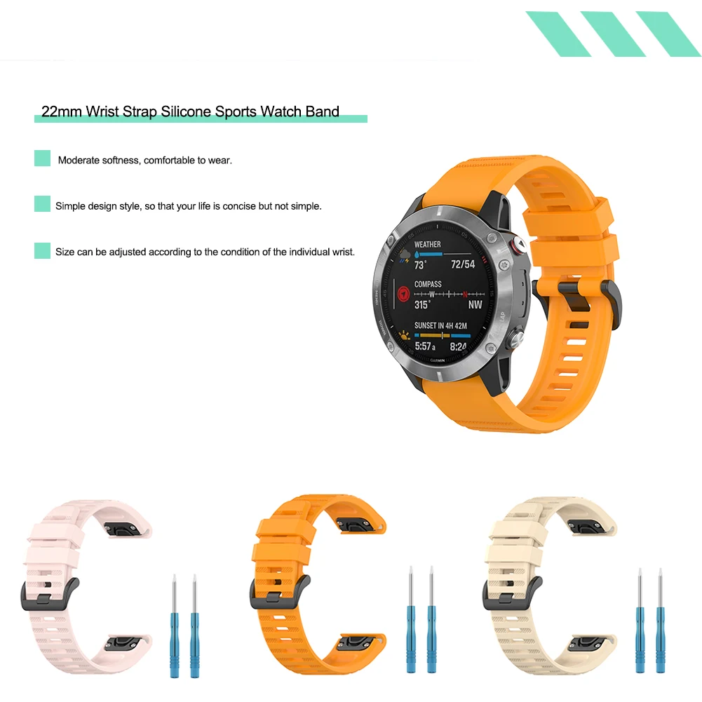 22mm Silicone Wrist Strap Sufficient Enduring Ruggedness Quick Release Adjustable Watch Band for Garmin Fenix 6
22mm Silicone Wrist Strap Sufficient Enduring Ruggedness Quick Release Adjustable Watch Band for Garmin Fenix 6