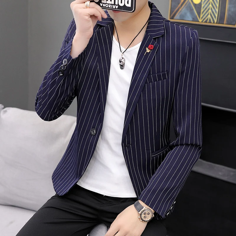 Spring and Autumn Suit Men Casual Small Suit Fashion Korean Slim Trend Personality Striped Suit Men Hair Stylist Tide
Spring and Autumn Suit Men Casual Small Suit Fashion Korean Slim Trend Personality Striped Suit Men Hair Stylist Tide
