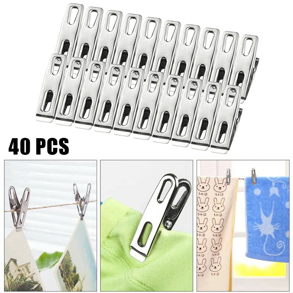 40Pcs Stainless Steel Spring Loaded Metal Clothes Pegs Laundry Clip Cloth Pack 1*4.5cm For Clip Drying Laundry Linen Quilts Sock
40Pcs Stainless Steel Spring Loaded Metal Clothes Pegs Laundry Clip Cloth Pack 1*4.5cm For Clip Drying Laundry Linen Quilts Sock