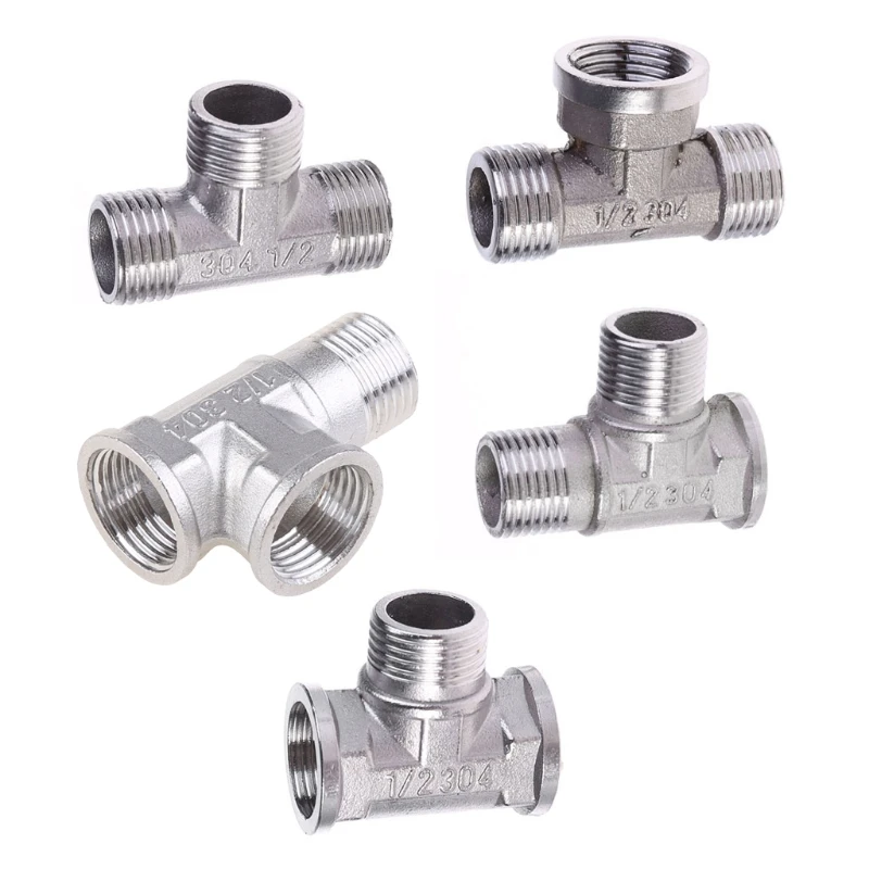 

G1/2" 3 Way Plumping Pipe Fittings Chrome Plated Brass T type Bathroom Accessories Bidet Water heater Parts DropShipping