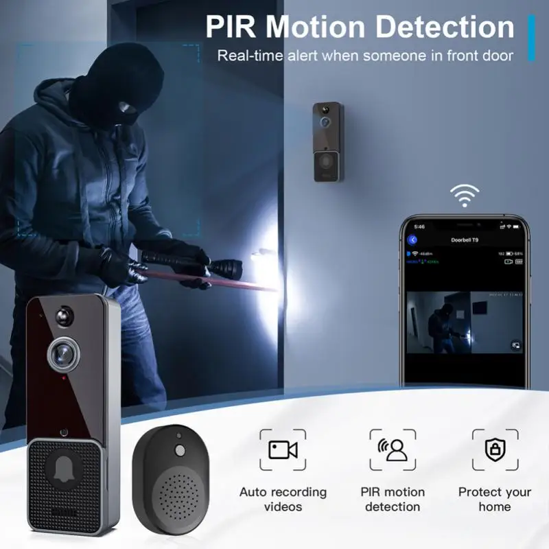 T6 Wireless Visual Smart Doorbell Wifi Smart Home Alarm Doorbell Remote Electronic Cat Eye Camera Home Security Camera Door Bell
T6 Wireless Visual Smart Doorbell Wifi Smart Home Alarm Doorbell Remote Electronic Cat Eye Camera Home Security Camera Door Bell
