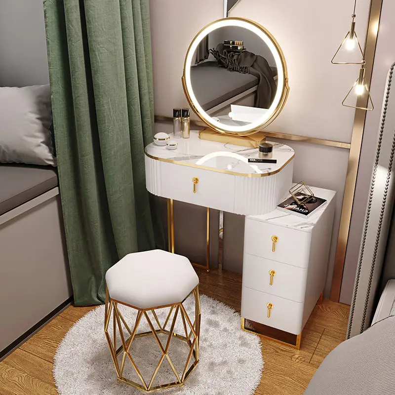Vanity Desk Modern Dresser Table LED Mirros Household Bedroom Dressing Table Density Board Makeup Table With Mirror Furniture
Vanity Desk Modern Dresser Table LED Mirros Household Bedroom Dressing Table Density Board Makeup Table With Mirror Furniture