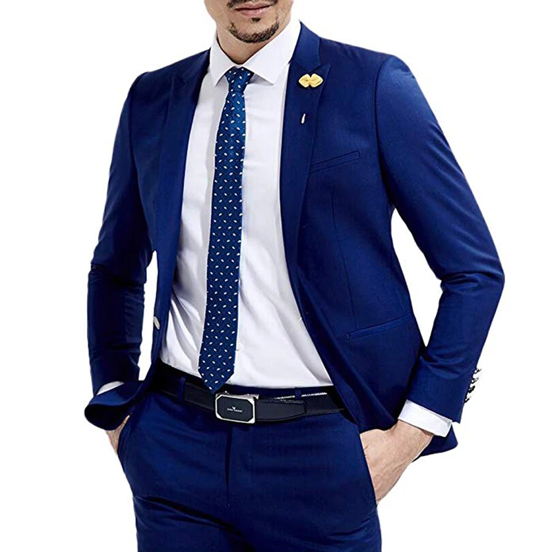 Royal Blue Business Men Suits Slim Fit 2 Piece Jacket with Pants Peaked Lapel Groomsmen Tuxedo for Wedding Male Fashion Costume
Royal Blue Business Men Suits Slim Fit 2 Piece Jacket with Pants Peaked Lapel Groomsmen Tuxedo for Wedding Male Fashion Costume