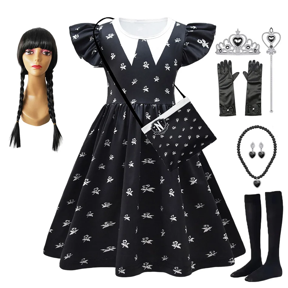 Kids Wednesday Addams Black Dress for Girls Halloween Carnival Cosplay Costume Gothic Vestido Evening Party Outfit 3-10Years
Kids Wednesday Addams Black Dress for Girls Halloween Carnival Cosplay Costume Gothic Vestido Evening Party Outfit 3-10Years