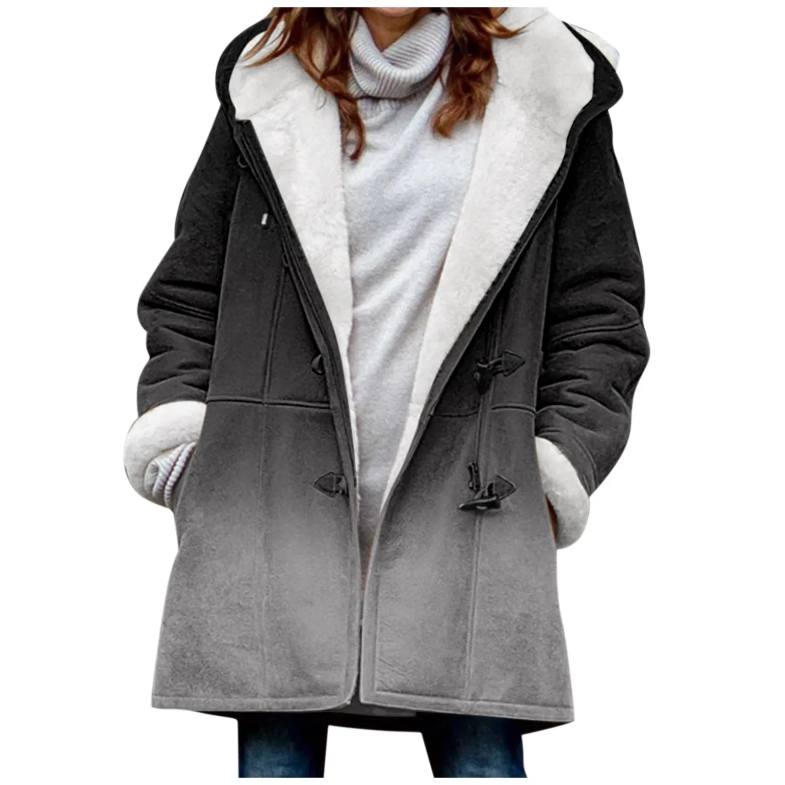 Buttons Fleece Womens Size Plus Hooded Solid Fuzzy Jacket Coat Gradient Loose Casual Women's Coat Women Fashion Thick Warm Coat
Buttons Fleece Womens Size Plus Hooded Solid Fuzzy Jacket Coat Gradient Loose Casual Women's Coat Women Fashion Thick Warm Coat