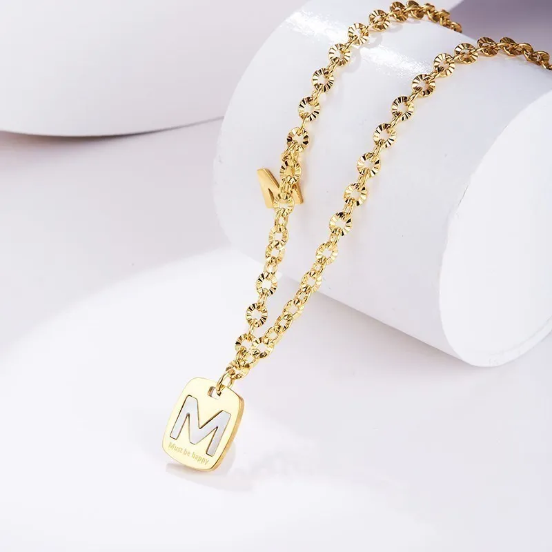 Change Better Natural Fritillaria Letter M Pendant Necklace Women Trendy Must Be Happy Gold Color Titanium Steel Choker Jewelry
Change Better Natural Fritillaria Letter M Pendant Necklace Women Trendy Must Be Happy Gold Color Titanium Steel Choker Jewelry