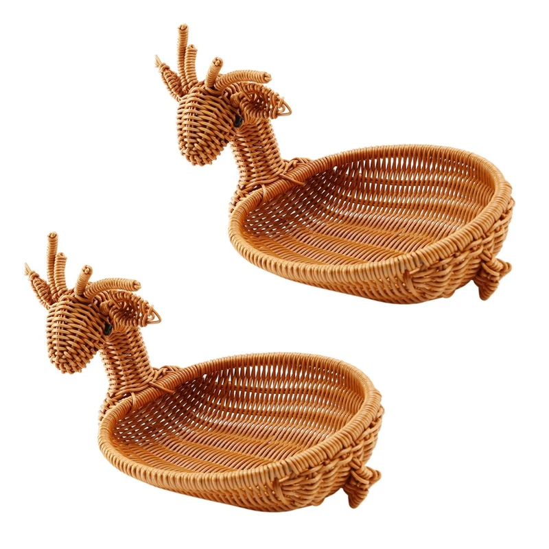 2X Rattan Woven Fruit Basket,Imitation Deer Bread Basket Fruit Bowls Tray Vegetable Snack Basket Novelty Animal Ancient
2X Rattan Woven Fruit Basket,Imitation Deer Bread Basket Fruit Bowls Tray Vegetable Snack Basket Novelty Animal Ancient