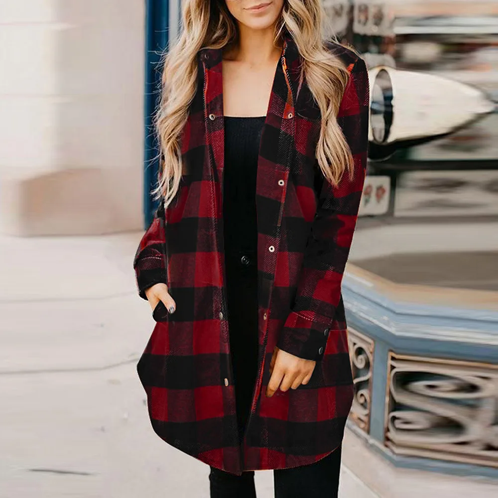 Plaid Long Shirt Women Long Sleeve Pocket Autumn Winter Clothes Office Casual Single Breasted Red Black Shirts Blusas Mujer
Plaid Long Shirt Women Long Sleeve Pocket Autumn Winter Clothes Office Casual Single Breasted Red Black Shirts Blusas Mujer