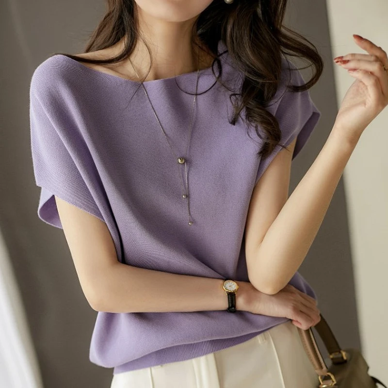 Fashion Bat Sleeve Loose Knitted T-shirts Women Elegant Loose Tees Tops Summer Clothing Solid Thin Casual T Shirt Blusas 26786
Fashion Bat Sleeve Loose Knitted T-shirts Women Elegant Loose Tees Tops Summer Clothing Solid Thin Casual T Shirt Blusas 26786