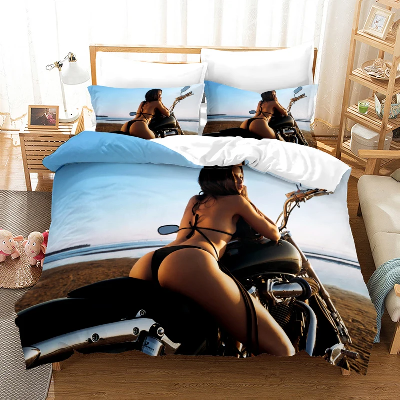 

Sexy Beach bikini women Bedding Set Duvet Covers Pillowcases Locomotive Comforter cover Bedding Sets Bed Linens Bedclothes