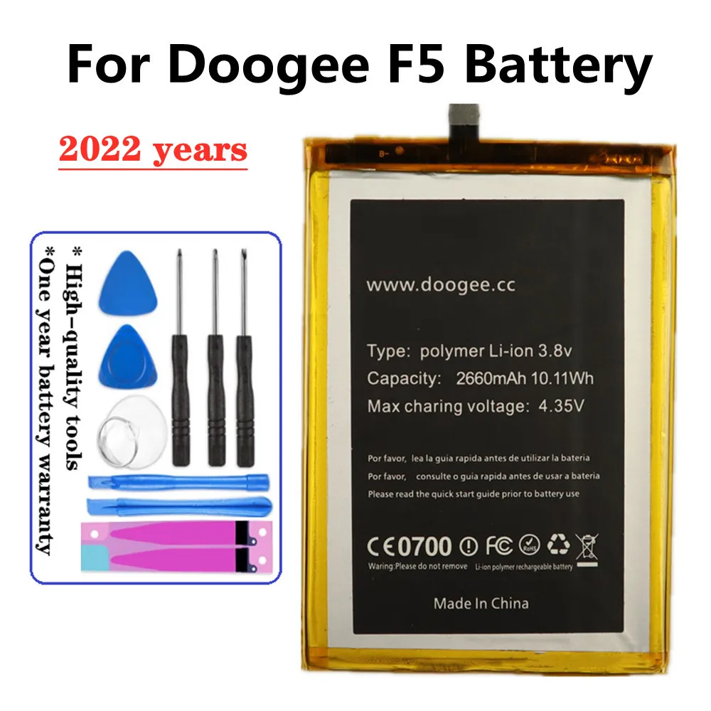 2022 years 100% New Genuine Battery For Doogee F5 2660mAh Replacement High Quality Battery + Tools
2022 years 100% New Genuine Battery For Doogee F5 2660mAh Replacement High Quality Battery + Tools