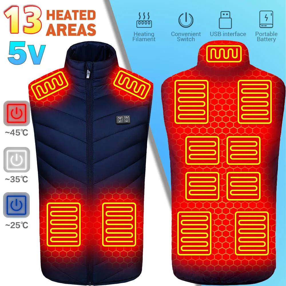 Men USB 13 Heating Areas Vest Jacket Women Winter Electric Heated Vest Waistcoat Outdoors Sports Hiking Clothes Oversized S-6XL
Men USB 13 Heating Areas Vest Jacket Women Winter Electric Heated Vest Waistcoat Outdoors Sports Hiking Clothes Oversized S-6XL