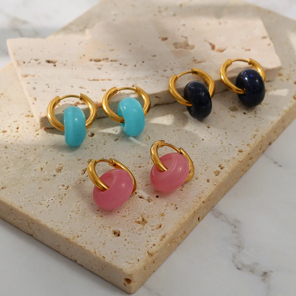 2023 New Fashion Natural Stone Women's Earrings Personalized Simple Circle Earrings for Women 
2023 New Fashion Natural Stone Women's Earrings Personalized Simple Circle Earrings for Women