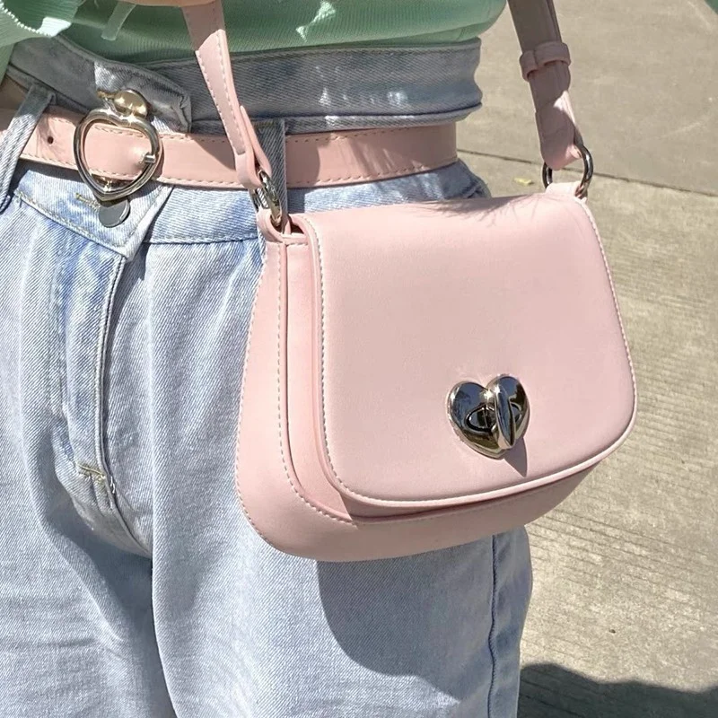 

Kawaii Bolso Mujer PU Solid Hasp Women Shoulder Bags 2023 New Trendy Concise French Style Sac A Main Femme