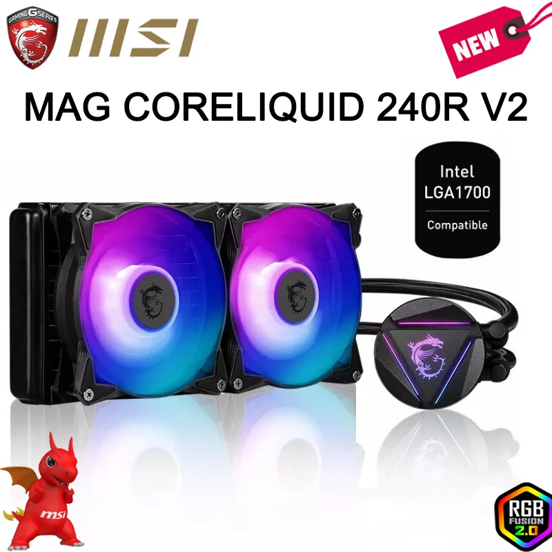 LGA 1700 MSI MAG CoreLiquid 240R V2 For AMD Intel CPU Motherboard ARGB Water Cooler 240mm Radiator Dual 120mm RGB PWM Fans NEW
LGA 1700 MSI MAG CoreLiquid 240R V2 For AMD Intel CPU Motherboard ARGB Water Cooler 240mm Radiator Dual 120mm RGB PWM Fans NEW