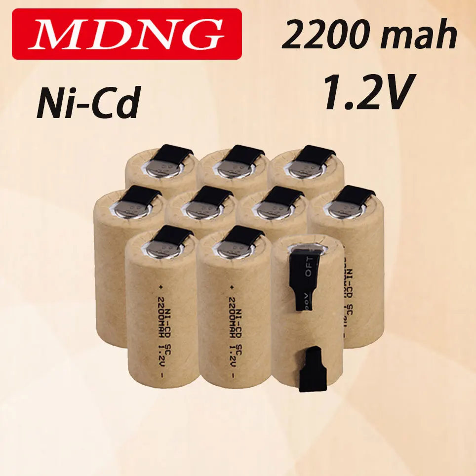 

1-20 шт. отвертка электрическая дрель SC батареи 1,2 в 2200 мАч Sub C Ni-Cd перезаряжаемая батарея с Tab Электроинструмент NiCd SUBC Cells