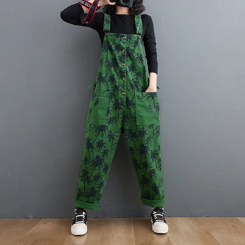 #1519 Green Printed Denim Overalls Women Sleeveless Straight Jumpsuits Female Buttons Pockets Loose Wide Leg Jeans Jumpsuits
#1519 Green Printed Denim Overalls Women Sleeveless Straight Jumpsuits Female Buttons Pockets Loose Wide Leg Jeans Jumpsuits