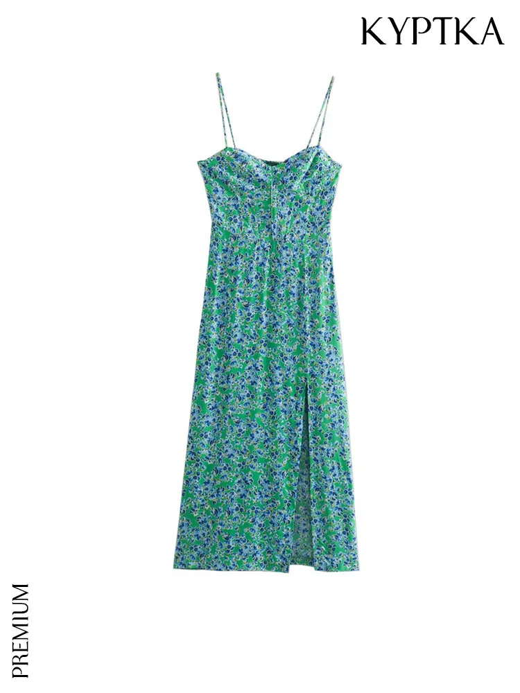 TRAF Women Fashion Front Slit Floral Print Fitted Midi Dress Vintage Backless Elastic Thin Straps Female Dresses Mujer
TRAF Women Fashion Front Slit Floral Print Fitted Midi Dress Vintage Backless Elastic Thin Straps Female Dresses Mujer